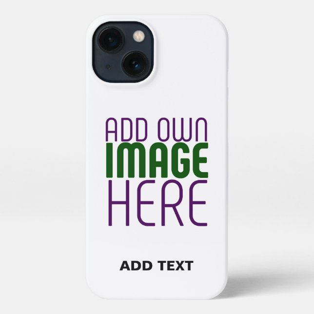 MODERN EDITABLE SIMPLE WHITE IMAGE TEXT TEMPLATE iPhone CASE (Back)