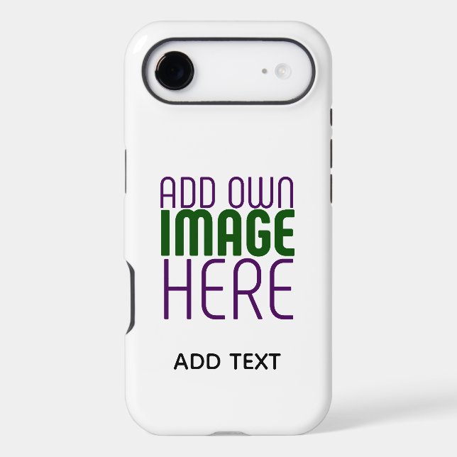 MODERN EDITABLE SIMPLE WHITE IMAGE TEXT TEMPLATE IPHONE CASE (Back)