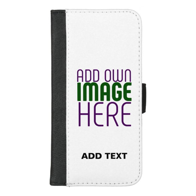MODERN EDITABLE SIMPLE WHITE IMAGE TEXT TEMPLATE iPhone WALLET CASE (Front)