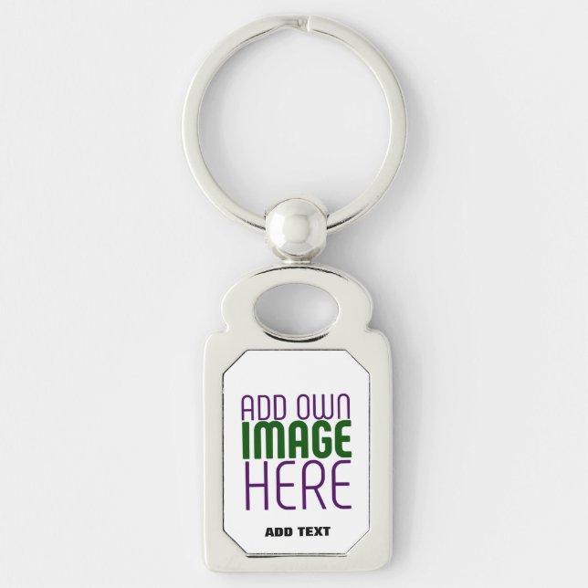 MODERN EDITABLE SIMPLE WHITE IMAGE TEXT TEMPLATE KEYCHAIN (Front)