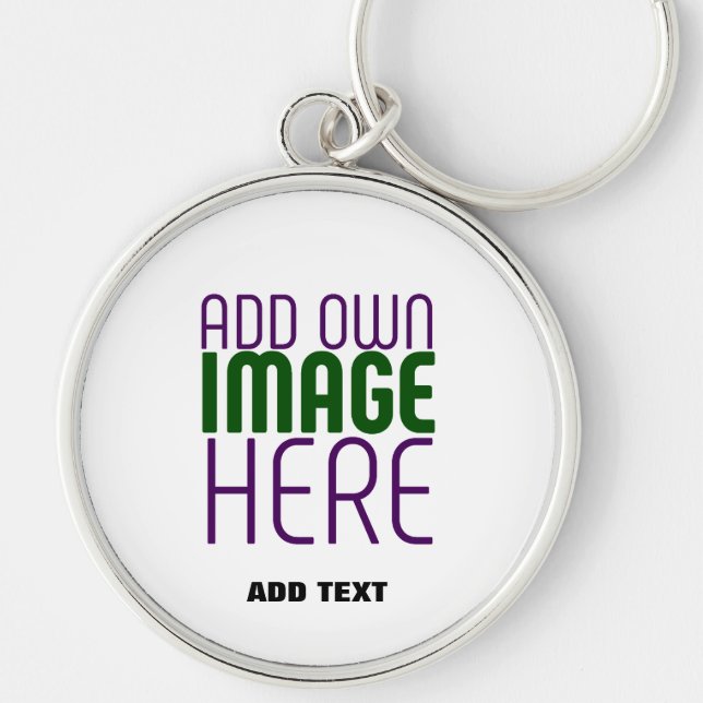 MODERN EDITABLE SIMPLE WHITE IMAGE TEXT TEMPLATE KEYCHAIN (Front)