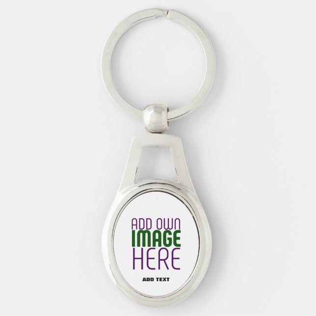 MODERN EDITABLE SIMPLE WHITE IMAGE TEXT TEMPLATE KEYCHAIN (Front)