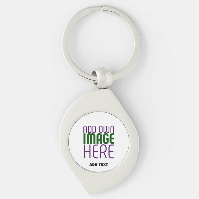 MODERN EDITABLE SIMPLE WHITE IMAGE TEXT TEMPLATE KEYCHAIN (Front)