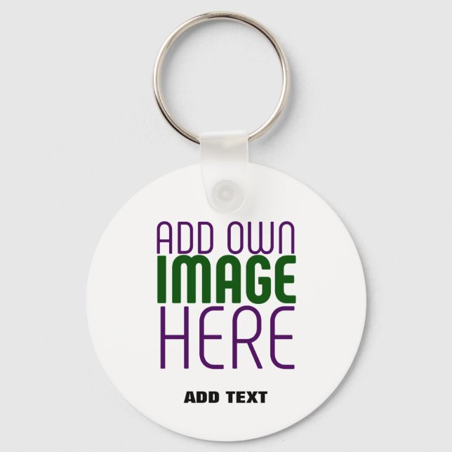 MODERN EDITABLE SIMPLE WHITE IMAGE TEXT TEMPLATE KEYCHAIN (Front)
