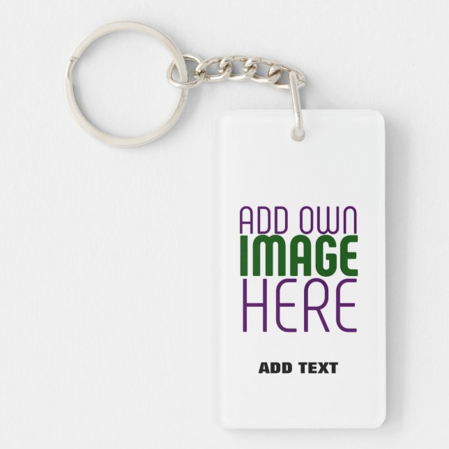 MODERN EDITABLE SIMPLE WHITE IMAGE TEXT TEMPLATE KEYCHAIN (Front)