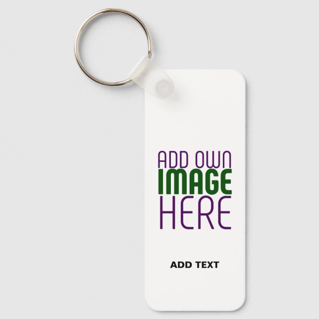 MODERN EDITABLE SIMPLE WHITE IMAGE TEXT TEMPLATE KEYCHAIN (Front)