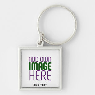 MODERN EDITABLE SIMPLE WHITE IMAGE TEXT TEMPLATE KEYCHAIN
