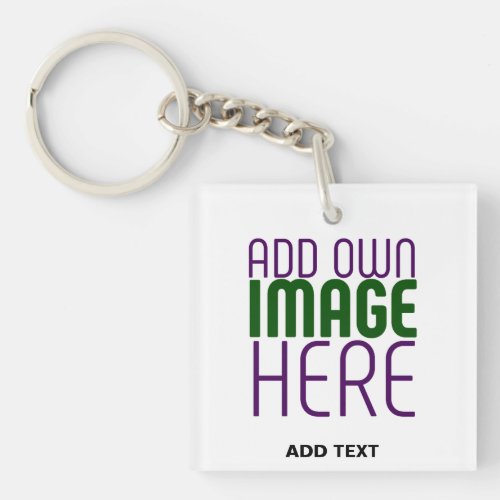 MODERN EDITABLE SIMPLE WHITE IMAGE TEXT TEMPLATE KEYCHAIN