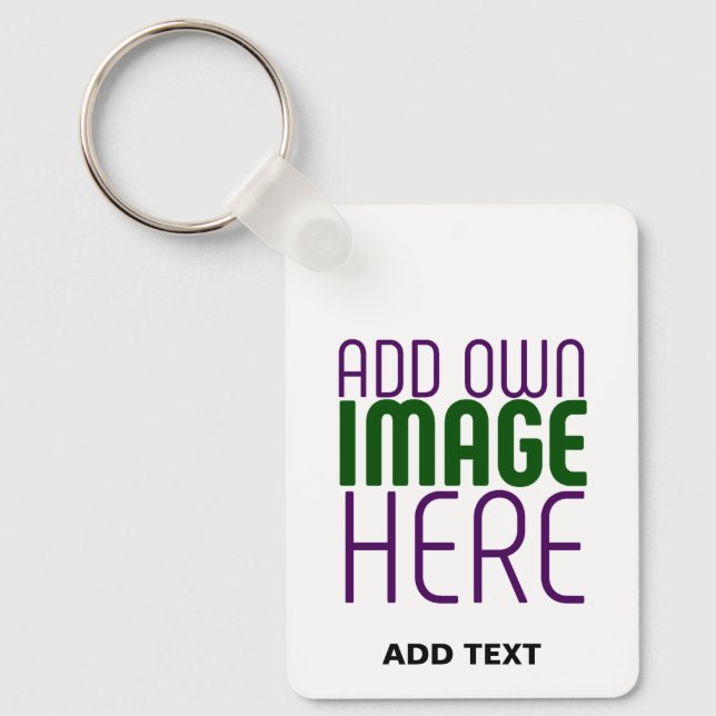 MODERN EDITABLE SIMPLE WHITE IMAGE TEXT TEMPLATE KEYCHAIN (Front)
