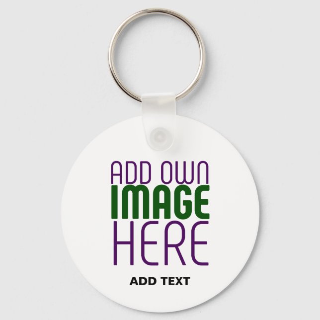 MODERN EDITABLE SIMPLE WHITE IMAGE TEXT TEMPLATE KEYCHAIN (Front)