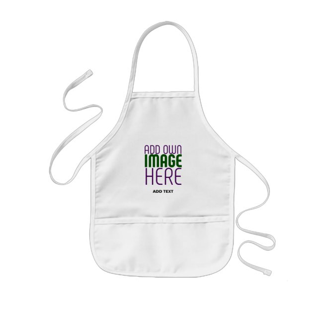 MODERN EDITABLE SIMPLE WHITE IMAGE TEXT TEMPLATE KIDS' APRON (Front)