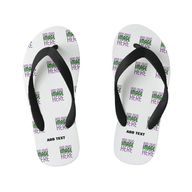 MODERN EDITABLE SIMPLE WHITE IMAGE TEXT TEMPLATE KID'S FLIP FLOPS (Footbed)