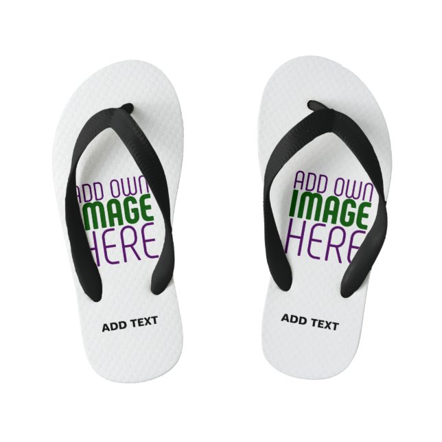 MODERN EDITABLE SIMPLE WHITE IMAGE TEXT TEMPLATE KID'S FLIP FLOPS (Footbed)