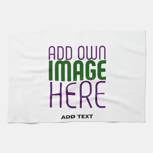 MODERN EDITABLE SIMPLE WHITE IMAGE TEXT TEMPLATE KITCHEN TOWEL (Horizontal)