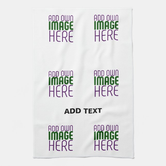 MODERN EDITABLE SIMPLE WHITE IMAGE TEXT TEMPLATE KITCHEN TOWEL (Vertical)