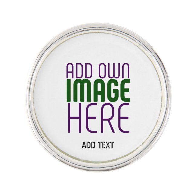 MODERN EDITABLE SIMPLE WHITE IMAGE TEXT TEMPLATE LAPEL PIN (Front)