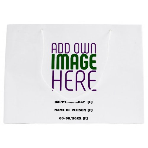 MODERN EDITABLE SIMPLE WHITE IMAGE TEXT TEMPLATE LARGE GIFT BAG