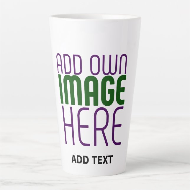 MODERN EDITABLE SIMPLE WHITE IMAGE TEXT TEMPLATE LATTE MUG (Front)