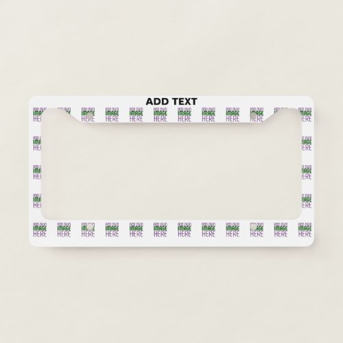 MODERN EDITABLE SIMPLE WHITE IMAGE TEXT TEMPLATE LICENSE PLATE FRAME
