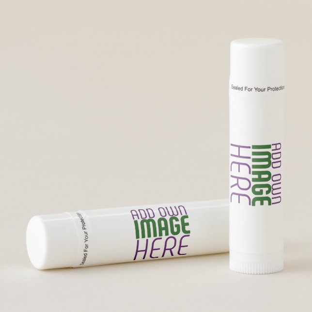 MODERN EDITABLE SIMPLE WHITE IMAGE TEXT TEMPLATE LIP BALM (Front)