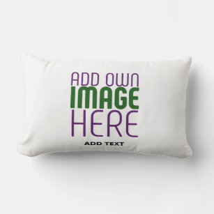 MODERN EDITABLE SIMPLE WHITE IMAGE TEXT TEMPLATE LUMBAR PILLOW