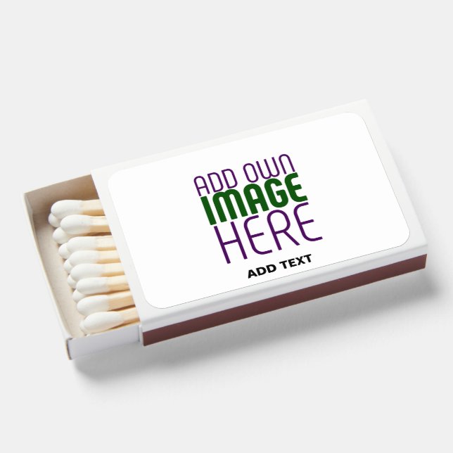 MODERN EDITABLE SIMPLE WHITE IMAGE TEXT TEMPLATE MATCHBOXES (Front Open)