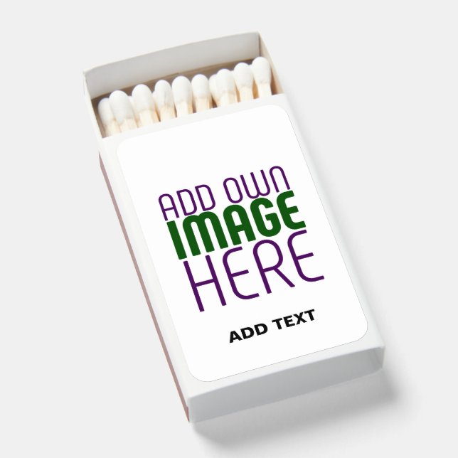MODERN EDITABLE SIMPLE WHITE IMAGE TEXT TEMPLATE MATCHBOXES (Front Open)