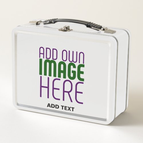 MODERN EDITABLE SIMPLE WHITE IMAGE TEXT TEMPLATE METAL LUNCH BOX