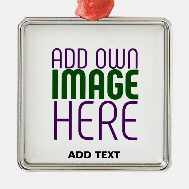  MODERN EDITABLE SIMPLE WHITE IMAGE TEXT TEMPLATE METAL ORNAMENT (Front)