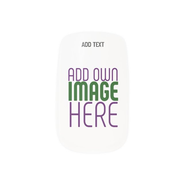 MODERN EDITABLE SIMPLE WHITE IMAGE TEXT TEMPLATE MINX NAIL ART (Left Thumb)