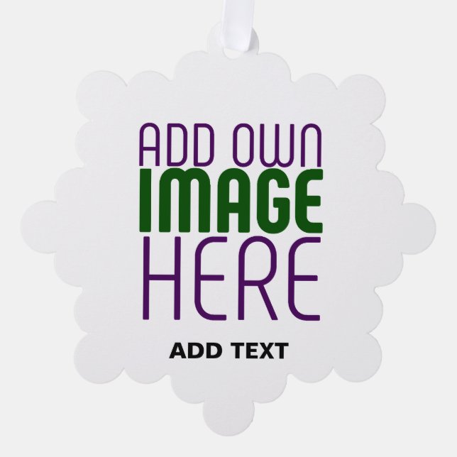 MODERN EDITABLE SIMPLE WHITE IMAGE TEXT TEMPLATE ORNAMENT CARD (Front)
