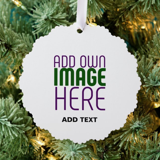MODERN EDITABLE SIMPLE WHITE IMAGE TEXT TEMPLATE ORNAMENT CARD (Insitu (Tree))