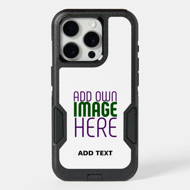 MODERN EDITABLE SIMPLE WHITE IMAGE TEXT TEMPLATE OTTERBOX iPhone CASE (Back)