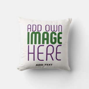 MODERN EDITABLE SIMPLE WHITE IMAGE TEXT TEMPLATE OUTDOOR PILLOW