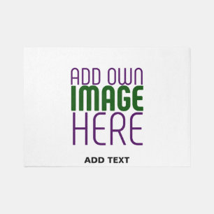 MODERN EDITABLE SIMPLE WHITE IMAGE TEXT TEMPLATE OUTDOOR RUG