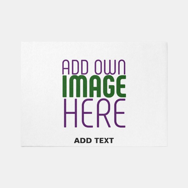 MODERN EDITABLE SIMPLE WHITE IMAGE TEXT TEMPLATE OUTDOOR RUG (Front)