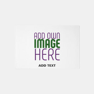 MODERN EDITABLE SIMPLE WHITE IMAGE TEXT TEMPLATE OUTDOOR RUG
