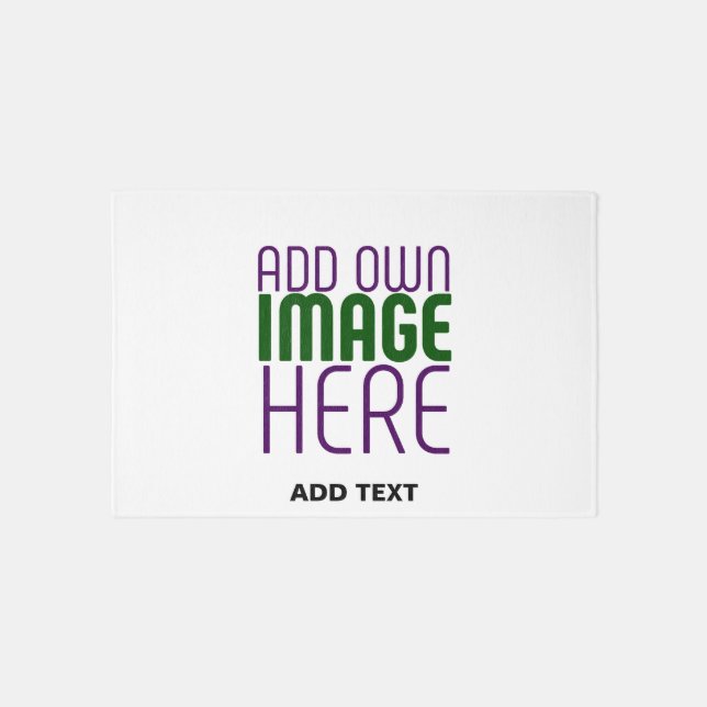 MODERN EDITABLE SIMPLE WHITE IMAGE TEXT TEMPLATE OUTDOOR RUG (Front)