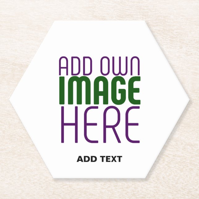 MODERN EDITABLE SIMPLE WHITE IMAGE TEXT TEMPLATE PAPER COASTER (Front)