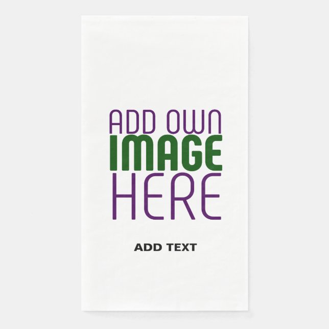 MODERN EDITABLE SIMPLE WHITE IMAGE TEXT TEMPLATE PAPER GUEST TOWELS (Front)