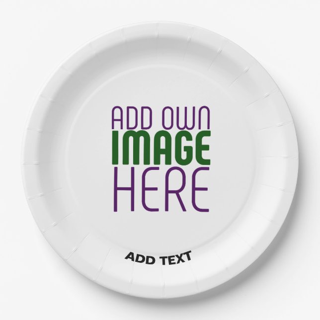 MODERN EDITABLE SIMPLE WHITE IMAGE TEXT TEMPLATE PAPER PLATES (Front)