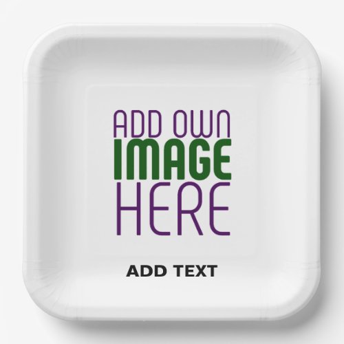 MODERN EDITABLE SIMPLE WHITE IMAGE TEXT TEMPLATE PAPER PLATES