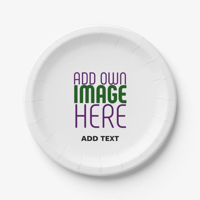 MODERN EDITABLE SIMPLE WHITE IMAGE TEXT TEMPLATE PAPER PLATES (Front)