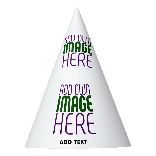 MODERN EDITABLE SIMPLE WHITE IMAGE TEXT TEMPLATE PARTY HAT (Front)