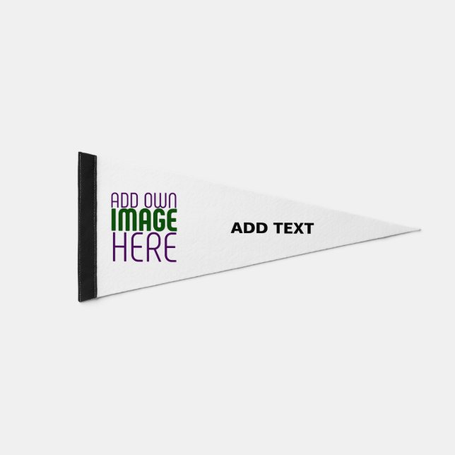 MODERN EDITABLE SIMPLE WHITE IMAGE TEXT TEMPLATE PENNANT FLAG (Front)