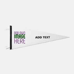 MODERN EDITABLE SIMPLE WHITE IMAGE TEXT TEMPLATE PENNANT FLAG