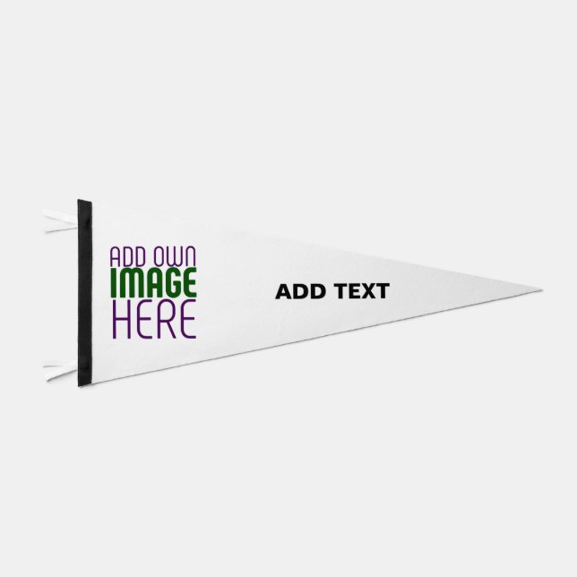 MODERN EDITABLE SIMPLE WHITE IMAGE TEXT TEMPLATE PENNANT FLAG (Front)