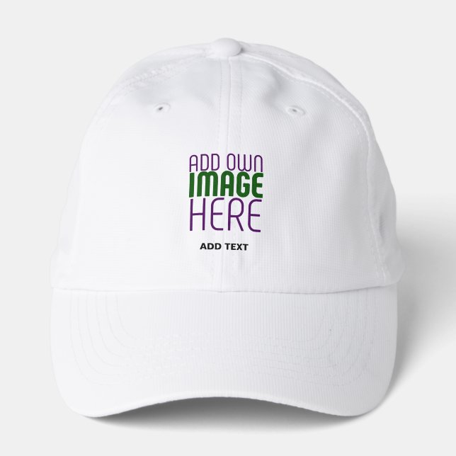 MODERN EDITABLE SIMPLE WHITE IMAGE TEXT TEMPLATE PERFORMANCE CAP (Front)