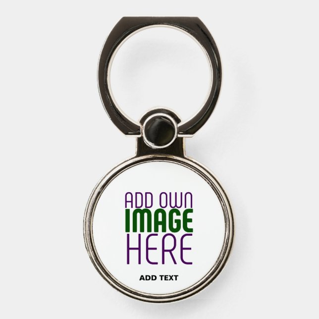 MODERN EDITABLE SIMPLE WHITE IMAGE TEXT TEMPLATE PHONE RING STAND (Front)