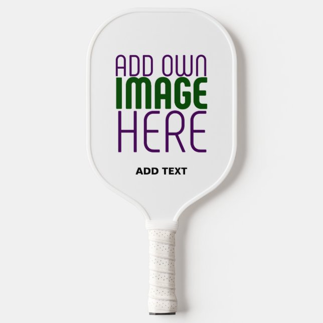 MODERN EDITABLE SIMPLE WHITE IMAGE TEXT TEMPLATE PICKLEBALL PADDLE (Front)